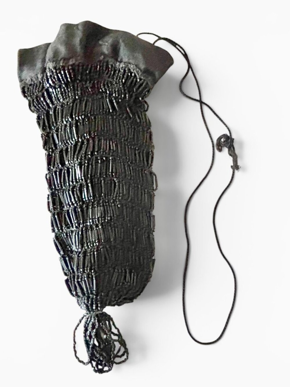 Vintage Antique 1920s Black Beaded Reticule Evening Bag Made in Czechoslovakia